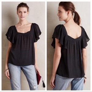Anthropologie Maeve Black Chiffon Swing Top - Size M